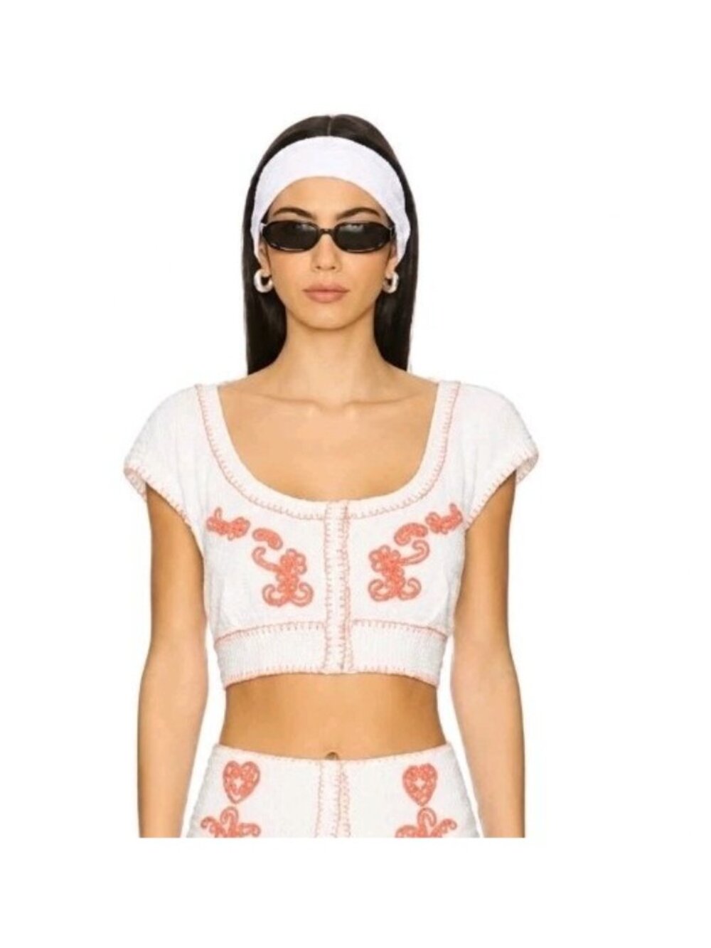 Free People Wild At Heart Crop Top Boho Peasant Hippie Embroidered Size M Cream